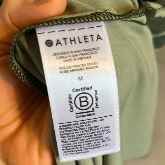 Athleta Rincon Printed Sleeveless Green Dress Sz M - Picture 3 of 9